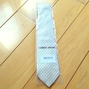 Giorgio Armani silver pinstripe silk tie